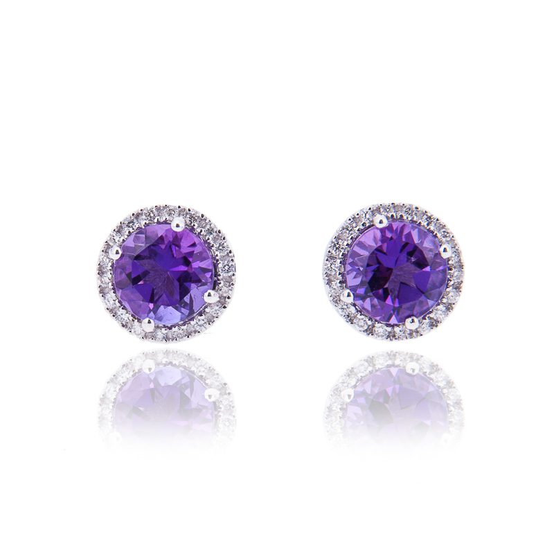 Amethyst Diamond Earrings - Image 2