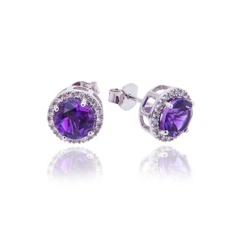 Amethyst Diamond Earrings