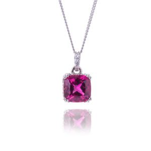 Rubellite Diamond Pendant