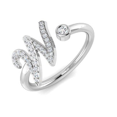 9ct White Gold W Shaped Diamond Ring
