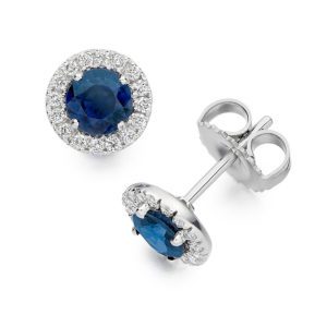 18ct White Gold Blue Sapphire Diamond Earrings
