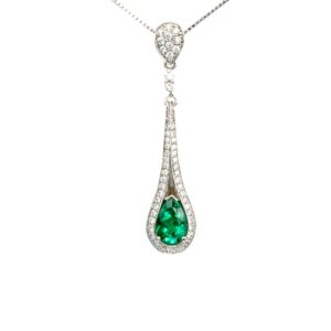 18ct Emerald Diamond Pendant
