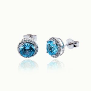 Swiss Blue Topaz Diamond Earrings