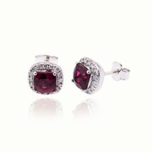 Rubellite Diamond Earrings
