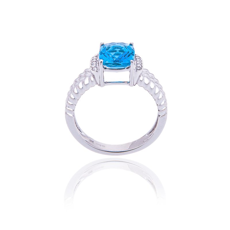 Swiss Blue Topaz Diamond Ring - Image 2