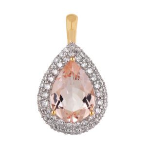 18ct Morganite Diamond Pendant
