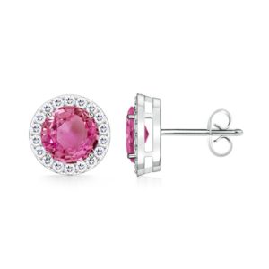 Pink Sapphire Diamond Earrings