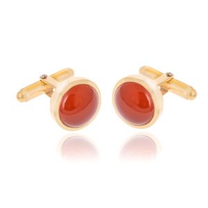 Gold Plated Carnelian Silver Cufflinks