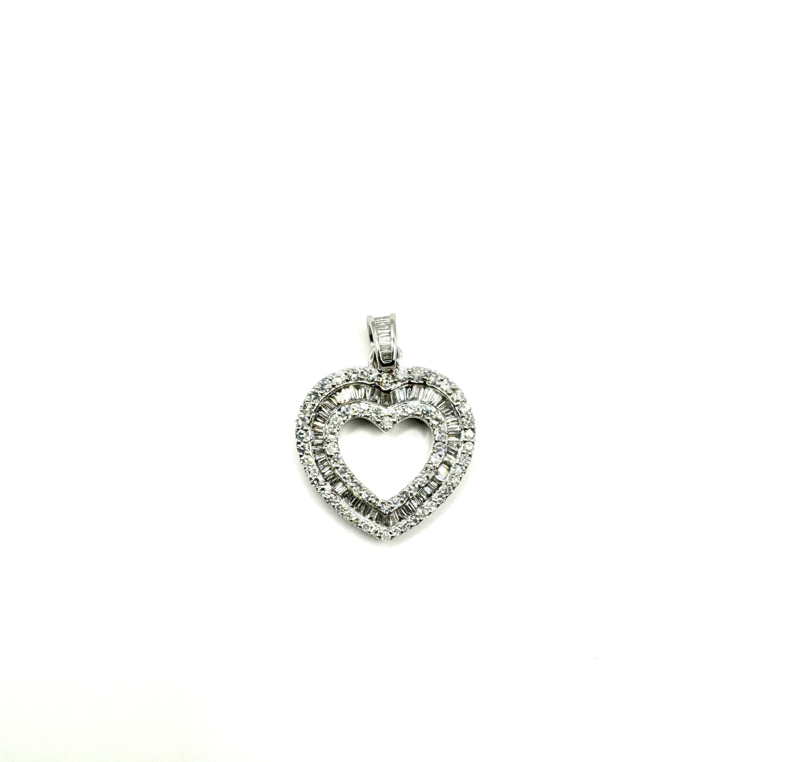 9ct White Gold Diamond Heart Shaped Pendant 1ct